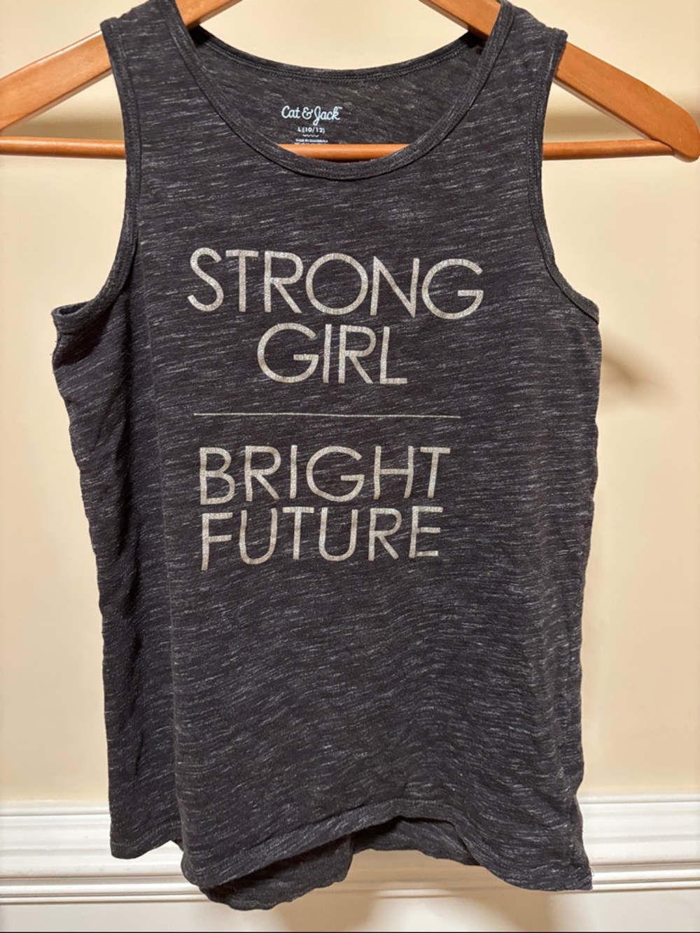 Cat & Jack DarkCharcoal Heather Tank with "Strong Girl Bright Future" Print